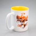 Sublimation Blanks, Bright White, 11oz inner Yellow color mug, Custom Drinkware Mugs, Perfect Gift, Personalize Mug, For A Special Someone