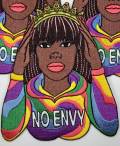 Crowned Diva "No Envy" with Tie-dyed Hoodie, Iron or Sew-on Embroidered 3D Afrocentric Patch, Exclusive Appliques, Size 4.5"