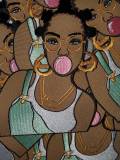 Exclusive 5x4-inch, Cool "Bubble Pop" Pink Bubble Iron-on Embroidered Patch; Hip-hoppin', Bubble Poppin' Queen, Black Girl Magic Patch