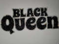 NEW, Blinged Out "Black Queen" Rhinestone Patch with Adhesive, Rhinestone Applique, Size 9"x4", Czech Rhinestone Patch