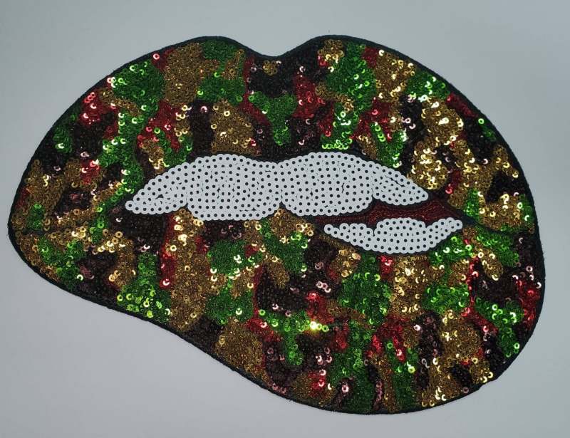 NEW Arrival, Sequins "Taste of Camo" Custom Patch (iron-on) Size 9.5", LARGE Patch for Denim Jacket, Shirts, Hoodies, Camo, and More, DIY