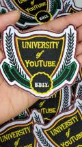 New Arrival, "University of YouTube" DIY, Embroidered Iron On Patch; Cool Badge for Clothing; Jacket Patch, Size 4.5"