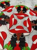 Sassy, Red & White, 1pc, Sophisticated Diva, with Red Lipgloss, Iron-on Afrocentric Patch, Size 4", Sorority Girl Badge, DIY Craft Supplies