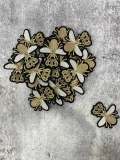 Small "Bee w/Crown" 1-pc,  Metallic Gold, Jacket Patch, Embroidered Applique Iron On Patch, Size 1.75", Patch for Hats and Crocs