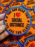 NEW Arrival, "I Love Social Distance" Patches for Masks, Colorful Iron-on Embroidered Applique, Size 2.85", Social Distancing, DIY Crafts