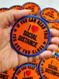 NEW Arrival, "I Love Social Distance" Patches for Masks, Colorful Iron-on Embroidered Applique, Size 2.85", Social Distancing, DIY Crafts