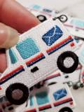 NEW Arrival, "Postal Worker" Essential Patch, Patches for Masks, Small Iron-on Embroidered, Size 2.5", Cute Postal Truck for Accessories