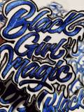 Blue & White,"Drippin, Black Girl Magic" NEW Design, Iron-on Embroidered Patch, DIY Applique, Size 4", Cute Gift for Sorority Girl