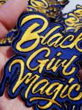 Blue & Gold,"Drippin, Black Girl Magic" NEW Design, Iron-on Embroidered Patch, DIY Applique, Size 4", Cute Gift for Sorority Girl