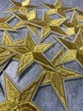 2pc/Metallic Gold Star Applique Set, Star Patch,2.5" inch,  Cool Applique For Clothing, Iron-on Embroidered Patch