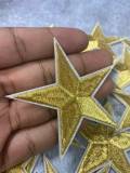 2pc/Metallic Gold Star Applique Set, Star Patch,2.5" inch,  Cool Applique For Clothing, Iron-on Embroidered Patch