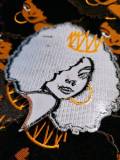 NEW "Crowned Queen" 4" Iron-On Patch, Embroidered Afrocentric Patch; Cute Applique for Clothing & Accessories, Small Patch