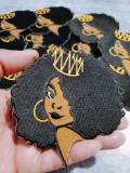 NEW "Crowned Queen" 4" Iron-On Patch, Embroidered Afrocentric Patch; Cute Applique for Clothing & Accessories, Small Patch