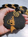 NEW "Crowned Queen" 4" Iron-On Patch, Embroidered Afrocentric Patch; Cute Applique for Clothing & Accessories, Small Patch