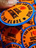 NEW Arrival, "I Love Social Distance" Patches for Masks, Colorful Iron-on Embroidered Applique, Size 2.85", Social Distancing, DIY Crafts