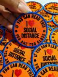 NEW Arrival, "I Love Social Distance" Patches for Masks, Colorful Iron-on Embroidered Applique, Size 2.85", Social Distancing, DIY Crafts