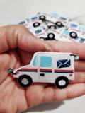 NEW Arrival, "Postal Worker" Essential Patch, Patches for Masks, Small Iron-on Embroidered, Size 2.5", Cute Postal Truck for Accessories