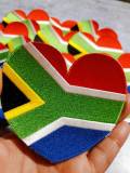NEW, Collectable "South-African Flag" Iron-On 100% Embroidered Afrocentric Patch; Juneteenth, Red, Green, and Black, 4"