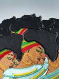 New "Locs of Motherland" w/Velvet Hair, 4" Iron-On Embroidered Afrocentric Patch; Cute Applique for Clothing & Accessories, Small Patch