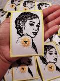 NEW,"Ray of Sunshine" Beautiful Black & White Melanin Magic with Cornrows, Iron-on Embroidered Patch, DIY Applique for Clothes, Masks, 3"x4"