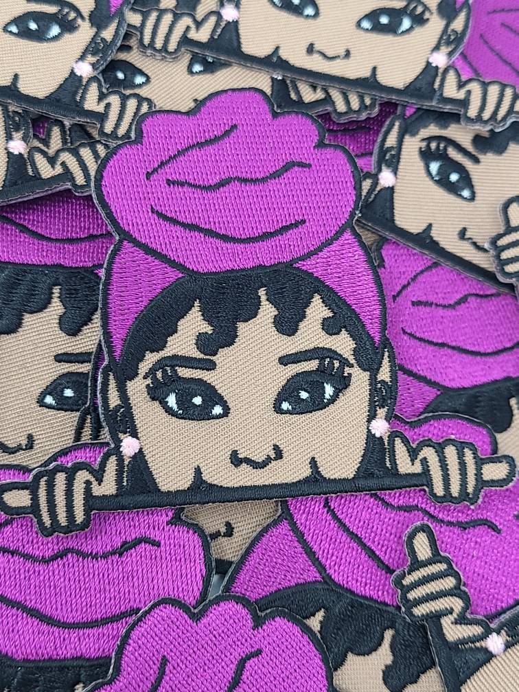 NEW, Adorable Peek a Boo Sasha Patch, Cute Patch for Girls, iron-on Patch for Denim and Converse, Patch for Little Girls, Size 3.5"