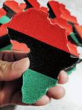 NEW, "Pan-African Flag" Iron-On 100% Embroidered Afrocentric Patch; Juneteenth, Marcus Garvey, Unia Flag, Red, Green, and Black, 3.5" Length