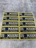 New "US MARINE" Military Emblem, Yellow & Gray, with Blue Star, Embroidery Patch, Size 3"x1", Iron-on Patch, Small Badge for Clothing
