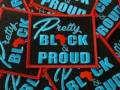 Turquoise, Red, and Black 'Updated Design' "Pretty, Black and Proud" Iron on Patch for Denim Jackets, Hats, and Bags, Black Girl Magic
