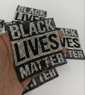 Exclusive, Rhinestone "Black Lives Matter" Iron-On Patch; Size 3.5", Bling Applique for Jackets, Hats, Shoes, Bags, DIY Supplies for Crafts