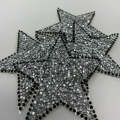 Exclusive, SILVER Rhinestone "Star" Bling Patch, Size 3", Cool Applique For Clothing, Iron-on Patch, Small Patch for Jackets, DIY Projects