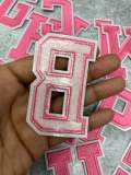 New, "PINK" 3" Embroidered Letter w/ White Felt, Varsity Letter Patch, 1-pc, Iron-on Backing, Choose Your Letter, A-Z Letters, DIY Letters,