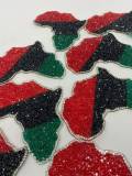 Rhinestone "Pan-African Flag" Iron-On 100% Afrocentric Patch; Juneteenth, Marcus Garvey, Unia Flag, Red, Green, and Black, 4"