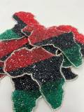 Rhinestone "Pan-African Flag" Iron-On 100% Afrocentric Patch; Juneteenth, Marcus Garvey, Unia Flag, Red, Green, and Black, 4"