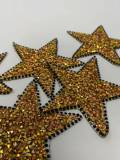 Exclusive, Gold Rhinestone "Star" Bling Patch, Size 3", Cool Applique For Clothing, Iron-on Patch, Small Patch for Jackets, DIY Projects