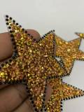 Exclusive, Gold Rhinestone "Star" Bling Patch, Size 3", Cool Applique For Clothing, Iron-on Patch, Small Patch for Jackets, DIY Projects