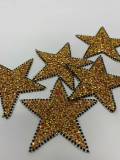 Exclusive, Gold Rhinestone "Star" Bling Patch, Size 3", Cool Applique For Clothing, Iron-on Patch, Small Patch for Jackets, DIY Projects