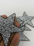 Exclusive, SILVER Rhinestone "Star" Bling Patch, Size 3", Cool Applique For Clothing, Iron-on Patch, Small Patch for Jackets, DIY Projects