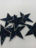 Exclusive, Black & Blue  Rhinestone "Star" Bling Patch, Size 3", Cool Applique For Clothing, Iron-on Patch, Small Patch for Jackets, DIY
