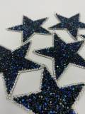 Exclusive, Black & Blue  Rhinestone "Star" Bling Patch, Size 3", Cool Applique For Clothing, Iron-on Patch, Small Patch for Jackets, DIY