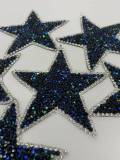 Exclusive, Black & Blue  Rhinestone "Star" Bling Patch, Size 3", Cool Applique For Clothing, Iron-on Patch, Small Patch for Jackets, DIY