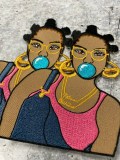 Navy Blue Jumpsuit, "Bubble Pop" EXCLUSIVE, 4" Iron-on Embroidered Patch; Hip-hoppin', Bubble Poppin' Queen, Black Girl Magic