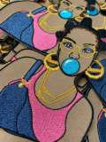 Navy Blue Jumpsuit, "Bubble Pop" EXCLUSIVE, 4" Iron-on Embroidered Patch; Hip-hoppin', Bubble Poppin' Queen, Black Girl Magic