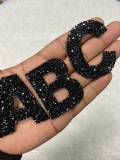 26-pc Set, JET Black, Hotfix Rhinestone Letters, Full Alphabet A-Z,  Rhinestone Patch with Adhesive, Mesh Bling Letters, Size 2.28"