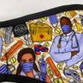 Exclusive NEW MASK | "Frontline Heroes" 100% Woven Cotton Fabric, Boutique Fabric, Custom Made Afrocentric Fabric, Essential Workers Design