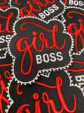 Red & Black, 1-pc "Girl Boss" Badge, Entrepreneur Homage Badge, Cute Iron-on Embroidered Patch, Craft Supplies, Small Patch, 2.5"
