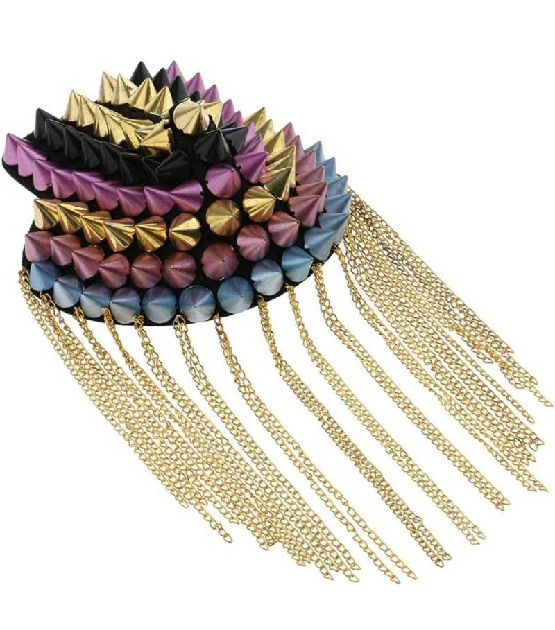 Decorative Shoulder Brooch Set, COLORFUL Studded Rivet Designer Epaulette for Blazers, Jackets, and More, Stylish Accessories, Pin Back