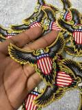 New "Bald Eagle" Military Emblem with 5-Stars and Red & White Stripes, Embroidery Patch, Size 4", Iron-on Patch, Small Badge for Clothing