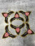 New "Bald Eagle" Military Emblem with 5-Stars and Red & White Stripes, Embroidery Patch, Size 4", Iron-on Patch, Small Badge for Clothing