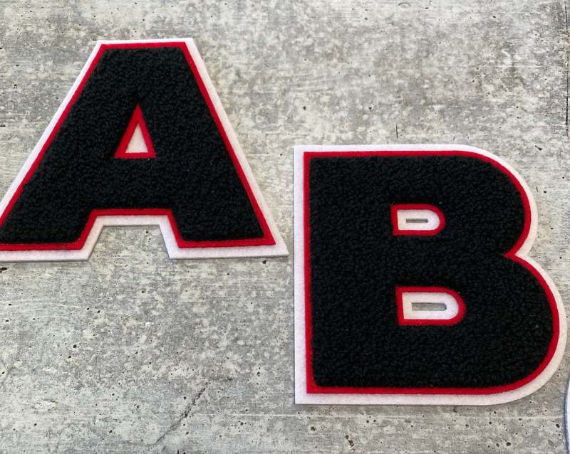 6" Large "Black & White" Varsity Alphabet Patches,  Chenille w/Felt Letters, 1-pc, Choose Your Letter, A to Z Patch, Iron-on, Jacket Patch