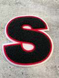 6" Large "Black & White" Varsity Alphabet Patches,  Chenille w/Felt Letters, 1-pc, Choose Your Letter, A to Z Patch, Iron-on, Jacket Patch